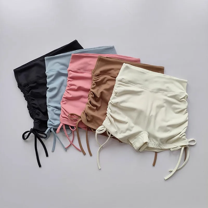 

Women Naked Feel With Drawstring Shorts High Waist Workout Fitness Yoga Shorts Gym Yoga Leggings Seamless Sports Shorts Tights