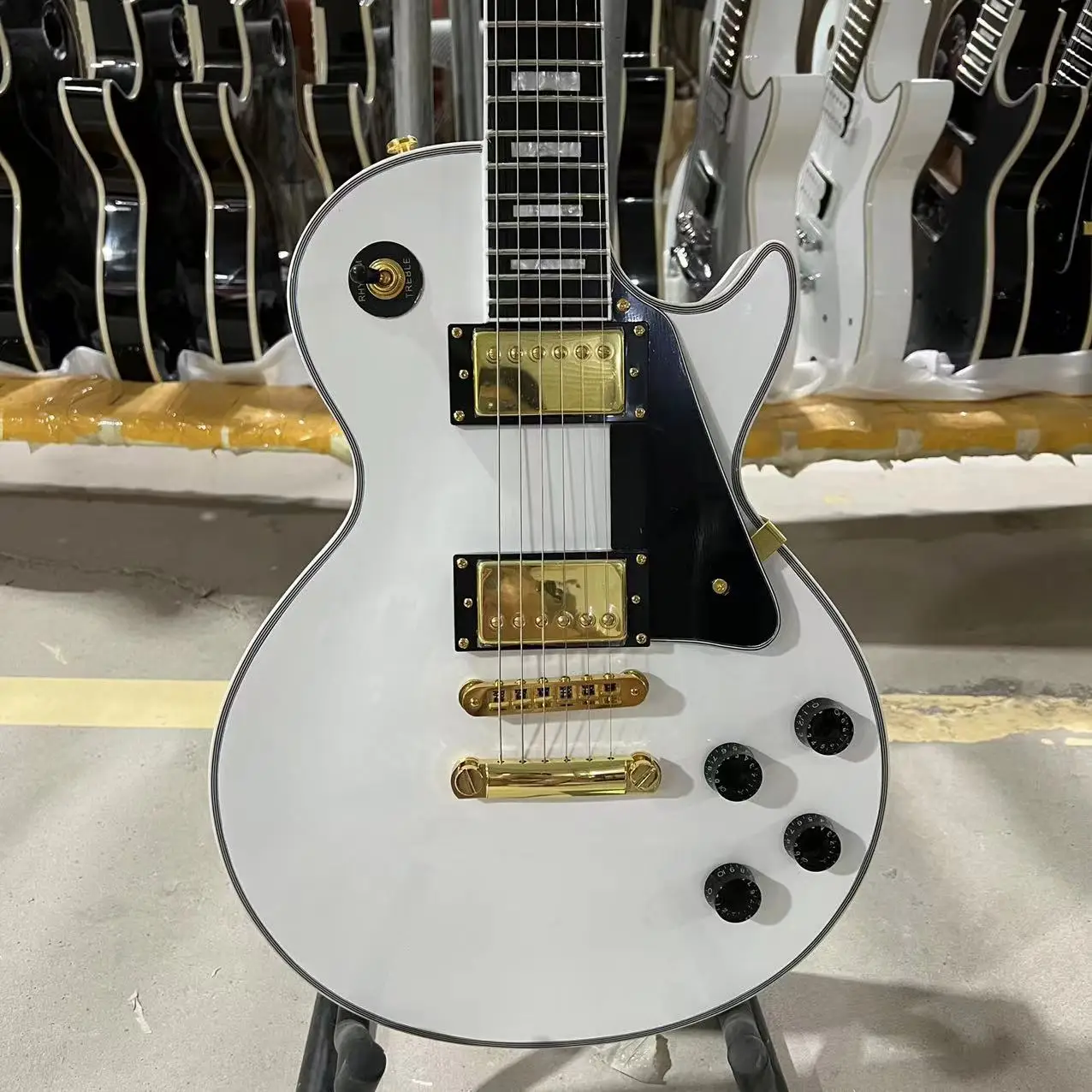 

Custom Electric Guitar White Color Solid Body Ebony Fingerboard Fret Binding High Quality Guitarra Free Shipping