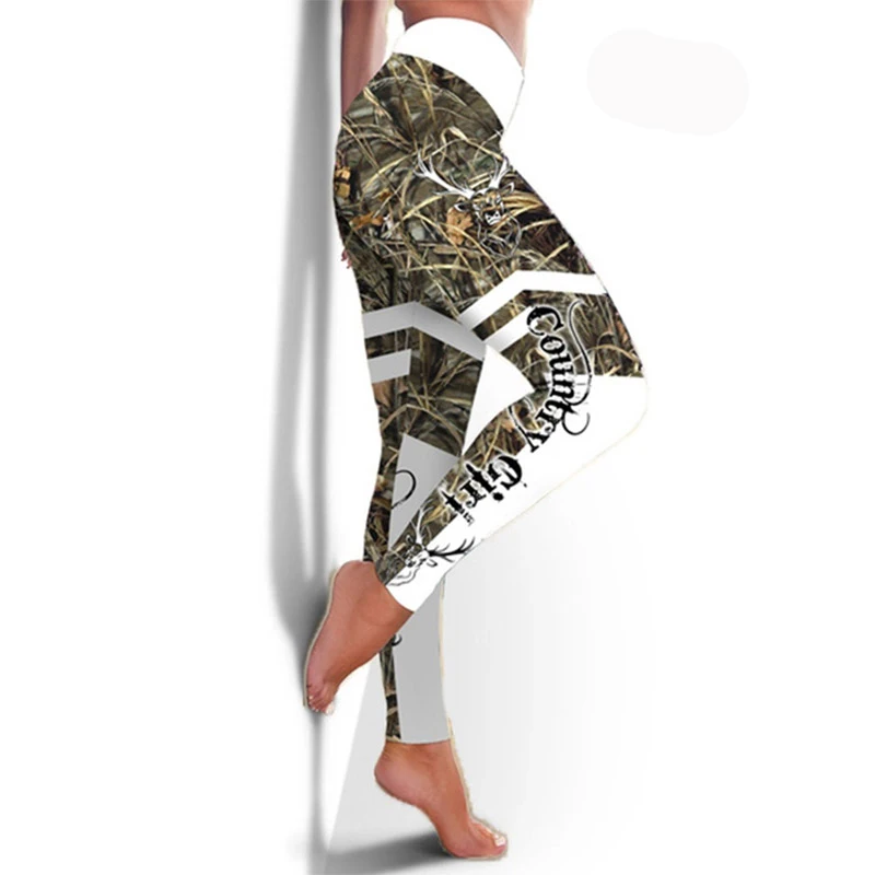 Спортивные женские леггинсы с высокой талией крутые штаны для йоги 3D оленем