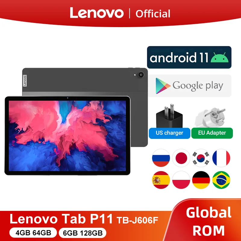 Global ROM Lenovo Tab P11 K11 or Xiaoxin Pad 11 Inch 2K LCD Screen Tablet Android 4GB 64GB Snapdragon 662 7700mAh Widevine L1