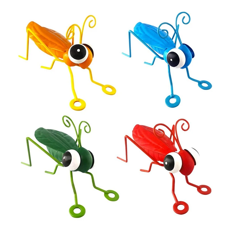 

Качественный Металлический Кузнечик мантиса 4 шт., декоративный набор для сада, двора, Декоративная скульптура для газона, патио, дерева