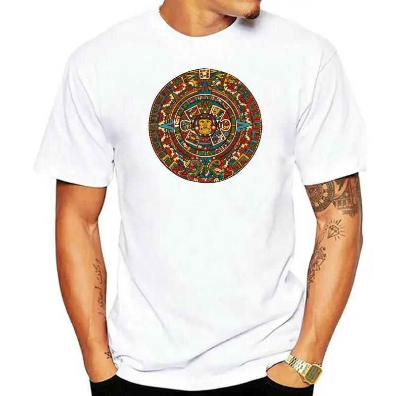 

Summer Men's Short Sleeve t-shirt Aztec Calendar Tshirt Artsy Tshirt Cool Tees Tops Harajuku Streetwear