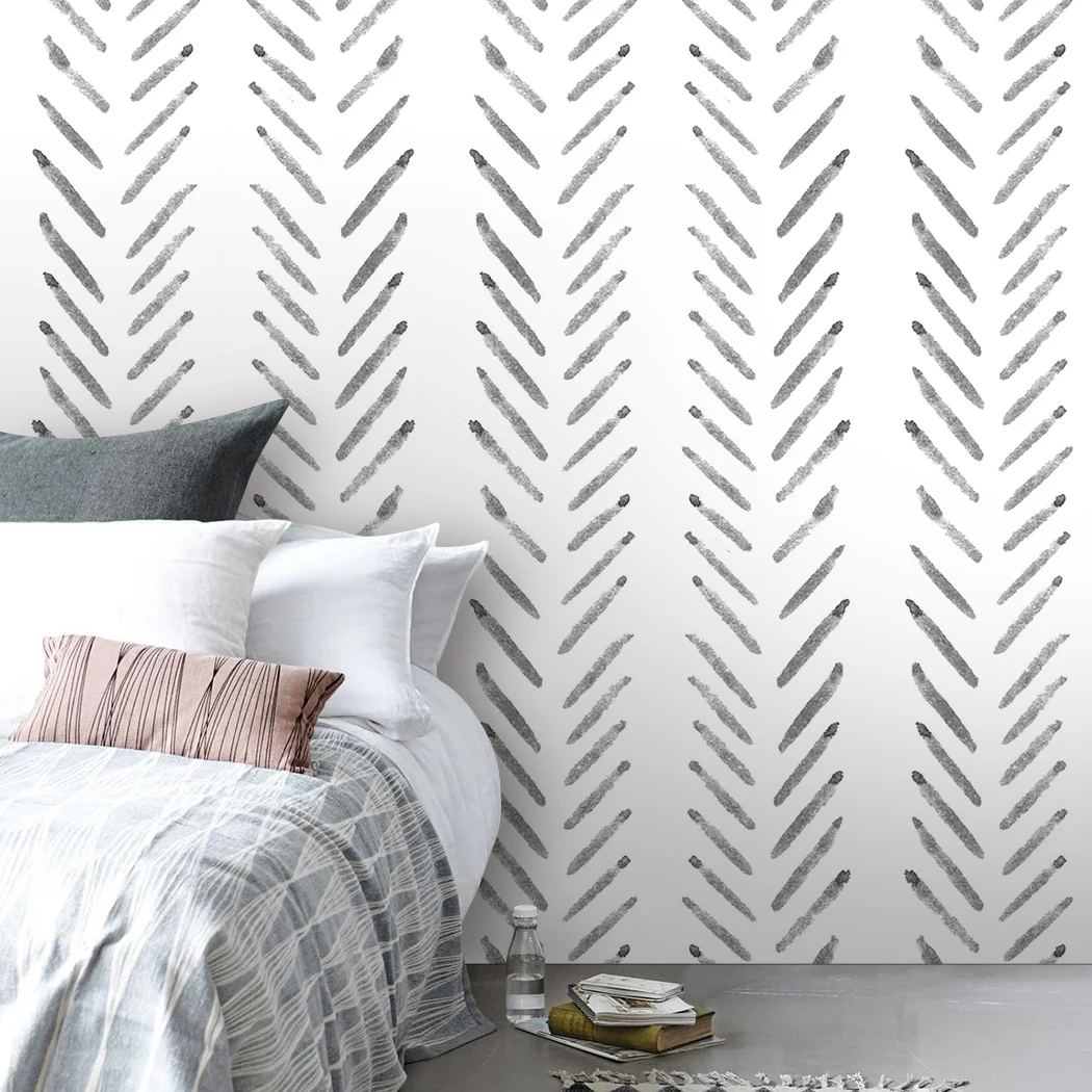 

Geometric Self Adhesive Wallpaper Black and White Modern Striped Vinyl Peel and Stick Wallpaper Wall Pegatinas De Pared