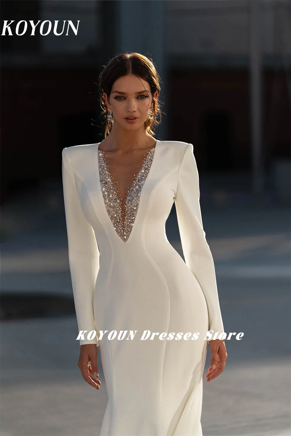 Женское платье с блестками KOYOUN сексуальное невесты глубоким V-образным вырезом и