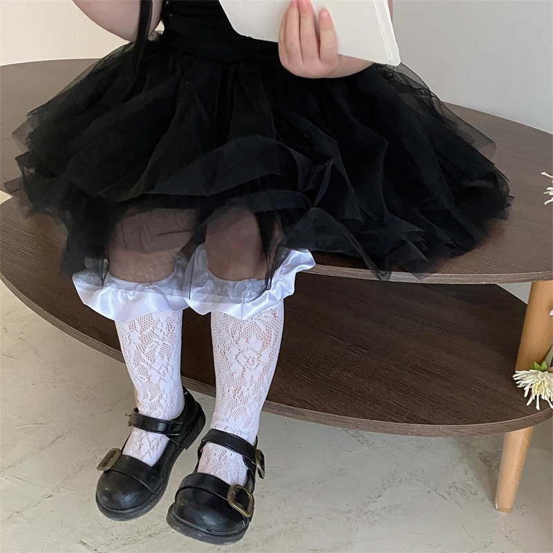 

2022 New Summer Baby Girls Nylon Rose Hollow Mesh Thin Kids Girls Tube Socks Ruffle Lace Princess Girls Calf Socks for Child