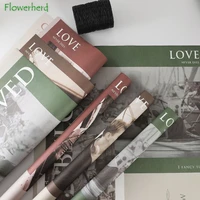 double colored craft paper diy waterproof flower wrapping paper love english newspaper art paper florist wrapping paper