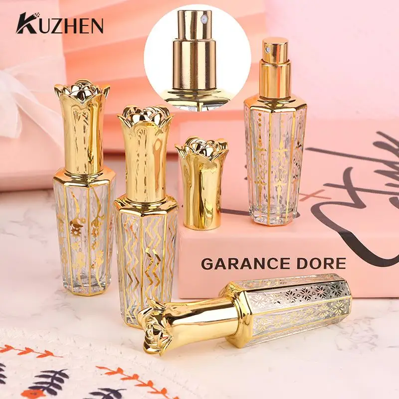 

15ml Portable Spray Bottles Gold Sample Empty Containers Travel Glass Perfume Bottle Atomizer Mist Sprayer