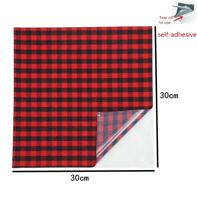 Красная и зеленая клетчатая термоклейкая нашивка хлопковые сетчатые тканевые