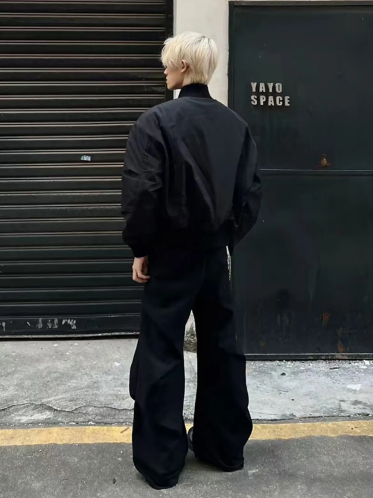 Cleanfit Black Short Profile Cotton-padded jacket Outerwear Men's Autumn and Winter High Sense Bomber jacket Stand Collar Bas...