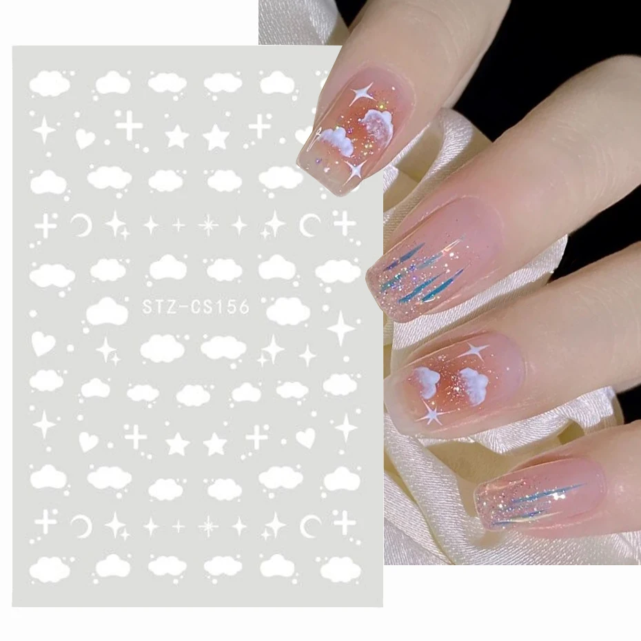 1 шт. стикеры 3D на ногти Nail Art белые облака наклейки Звезды Луна самоклеющиеся