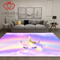 home decor soft flannel carpet 3d unicorn cartoon mat for living room bedroom kids room crawling game furry floor