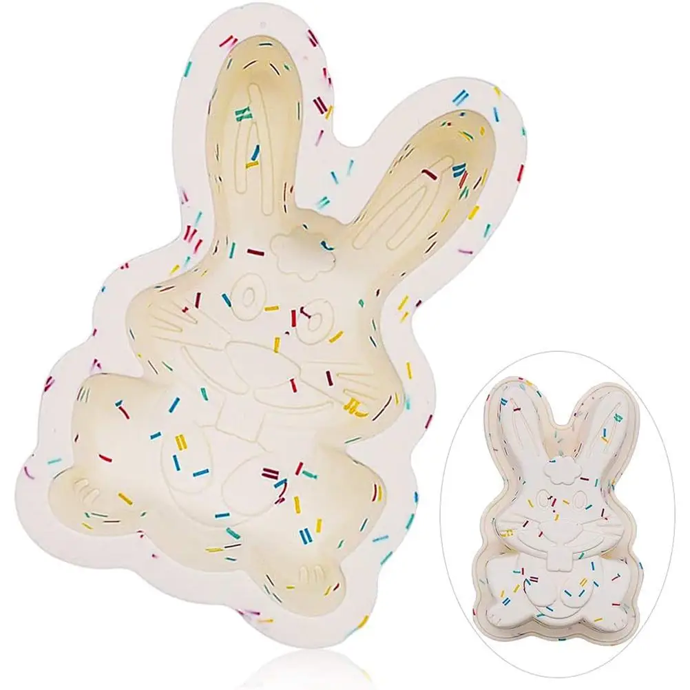 

Easter Bunny Nonstick Silicone Mold 3D Rabbit Shape Mould Easy to Remove for DIY Cake Soap Jelly Pastry Fondant Cake Baking Mold