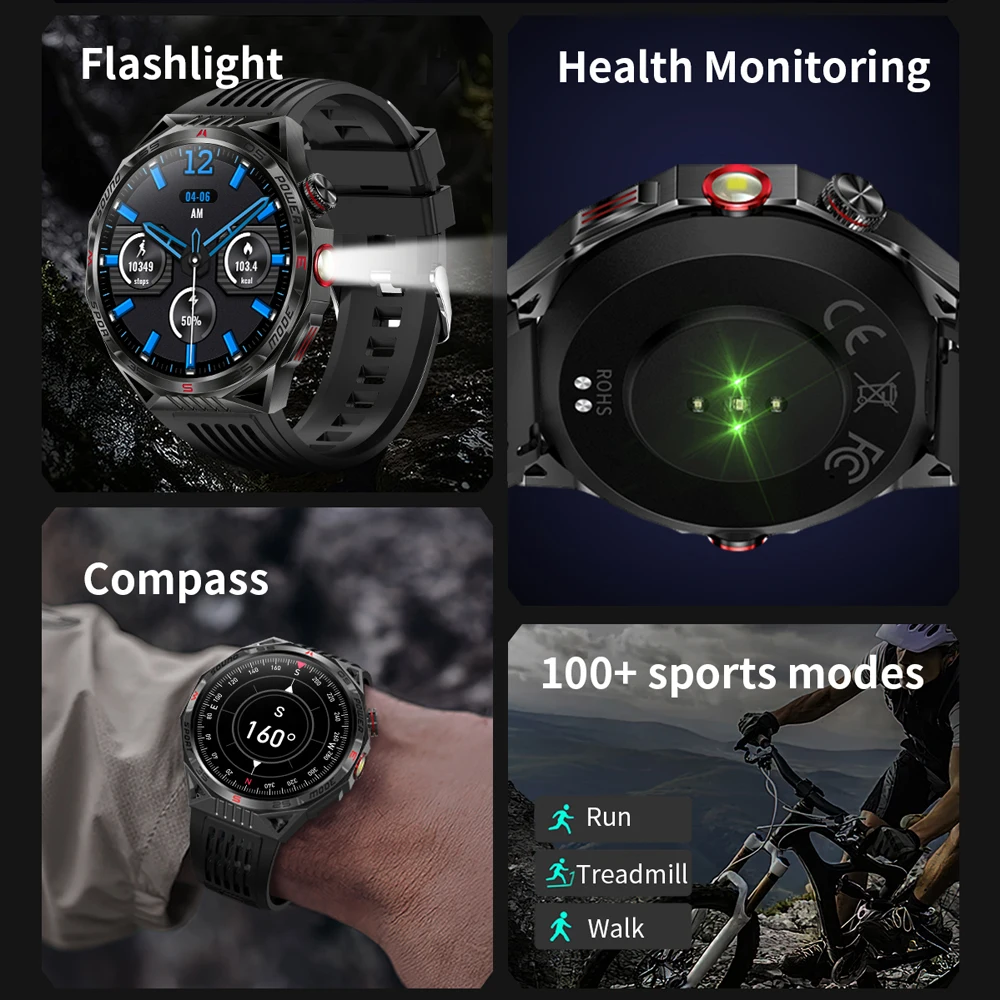 Для Huawei XIAOMI 1 85 дюйма HD экран Smartwatch мужчины лазерный компас GPS спорт фитнес трекер