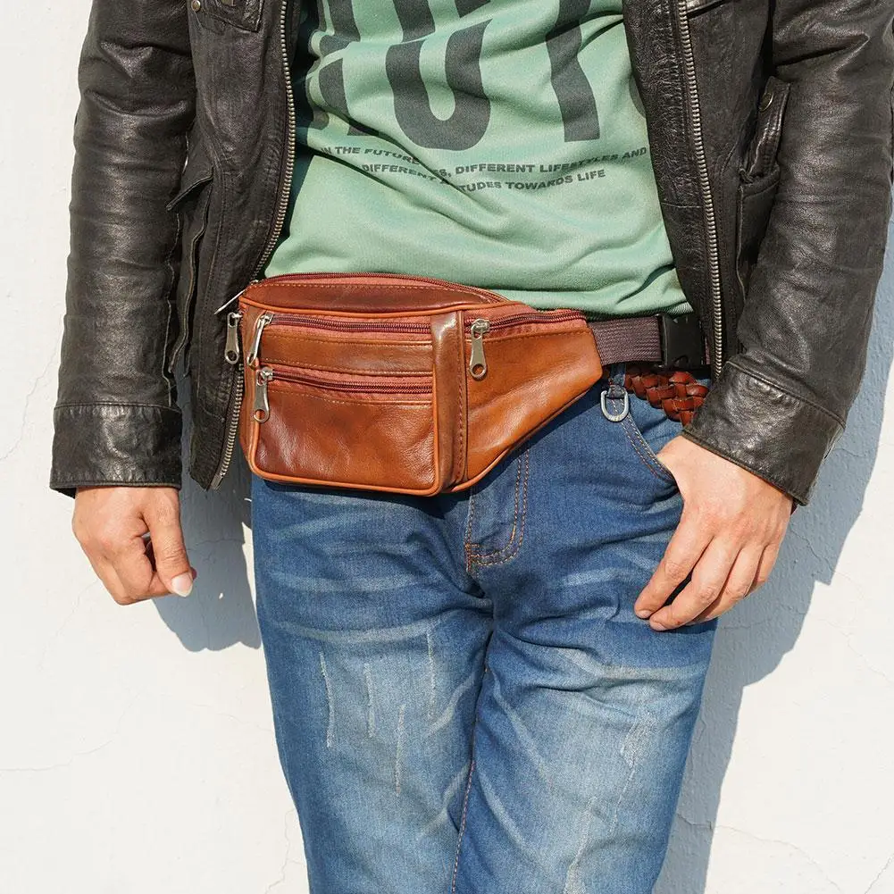 Мужская поясная сумка из искусственной кожи забавная на пояс цепочке для