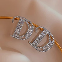fashion rhinestone letter stud earrings for women korean style earrings 2022 trend girls jewelry