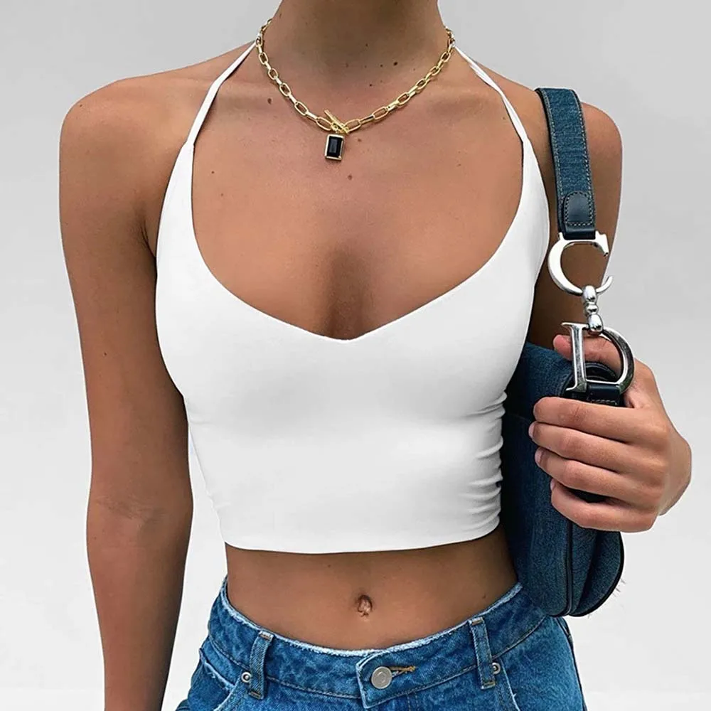 

Season New Women's Strapping Vest Suspender Sexy Backless Hanging Neck Strapping Suspender Vest Tank Top