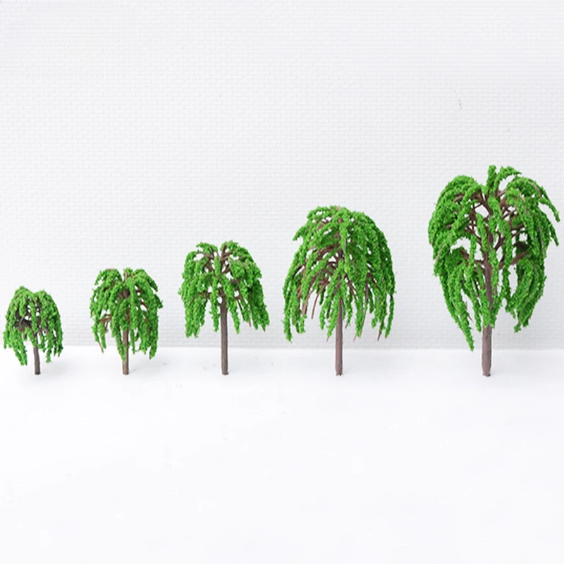 

10Pcs Mini Simulation Willow Tree Model Finished Plastic Scene Model Tree Construction Sandbox Handmade Micro Landscape