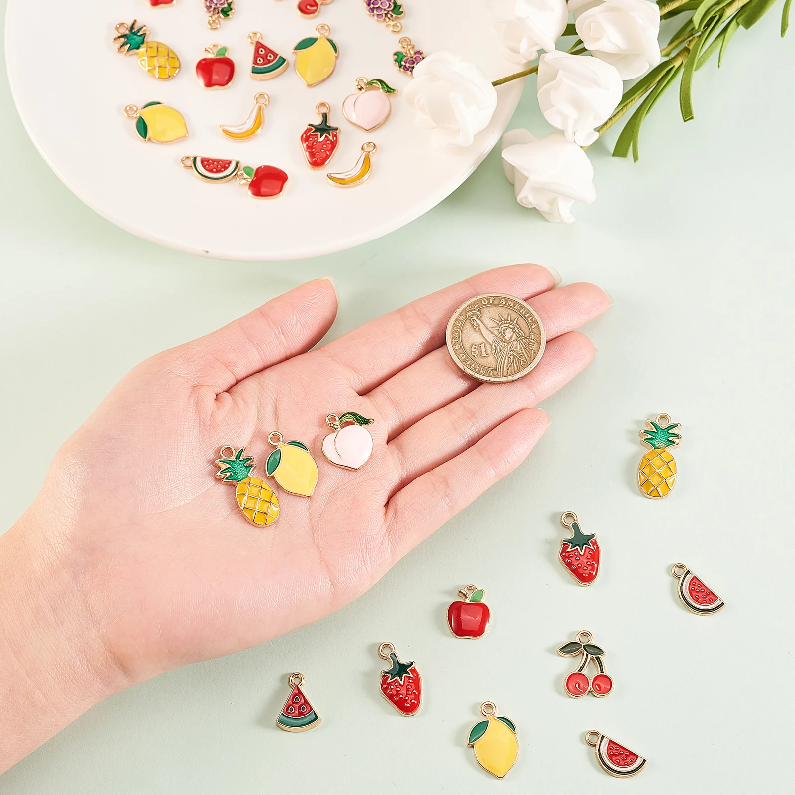 Подвески-персики для самостоятельного изготовления ювелирных изделий из эмалью