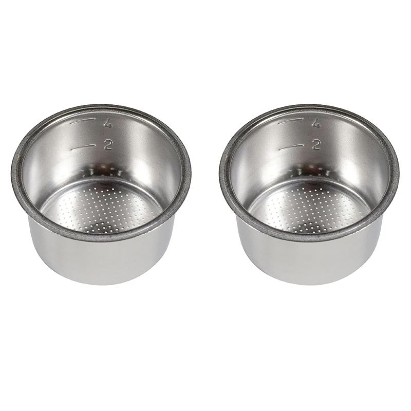 

2Pcs 51mm 4 Cups Filter Replacement Filter Basket for Coffee Bottomless Portafilter for Delonghi EC680/EC685 Espresso