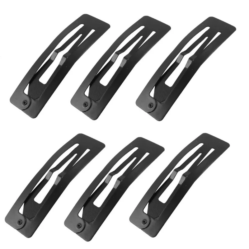 

Ladies Black Metal Rectangular Bow Prong Snap Hair Clip Hairpin 3 Pairs