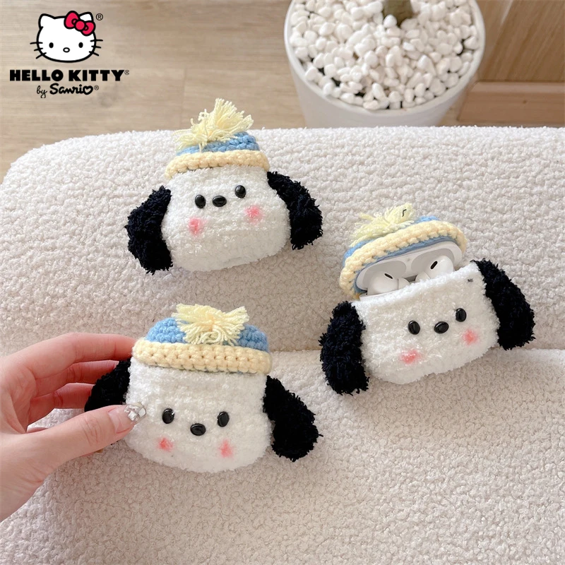 

Kawaii Sanrio Knitting Pochacco Plush Earphone Case for AirPods 1 2 3 Pro 2 Protect Cover IPhone Earphone Accessories Anti-drop