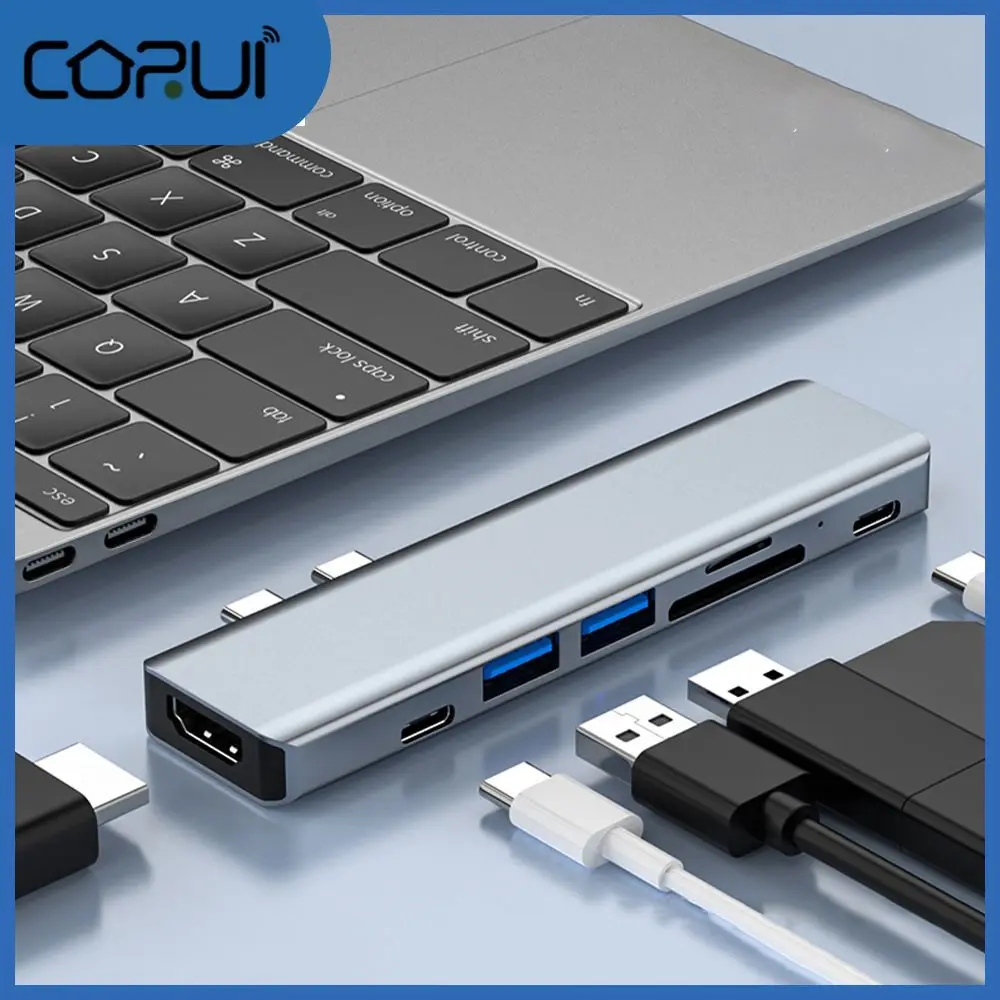 

With Tf Sd Reader Slot Pd Usb Type C Hub Double-headed Usb Type C Dock Thunderbolt 3 Pd Data Port Hub 4k Thunderbolt 3 Adapter