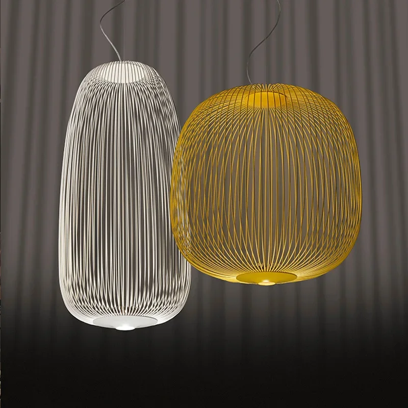 Креативная светодиодная люстра металлическая клетка для птиц подвесной