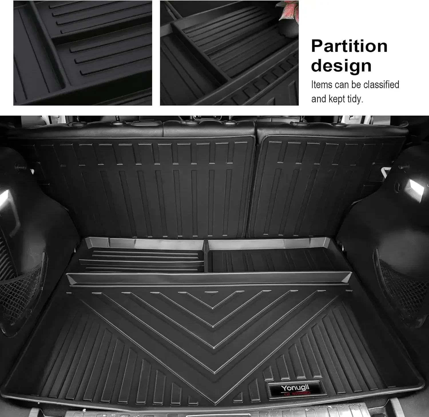 Фото Коврики из ТПЭ, грузовые вкладыши для Jeep Renegade 2015-2024 2023, аксессуары, коврик для спинки багажника, полный комплект, всепогодный защитный коврик №4