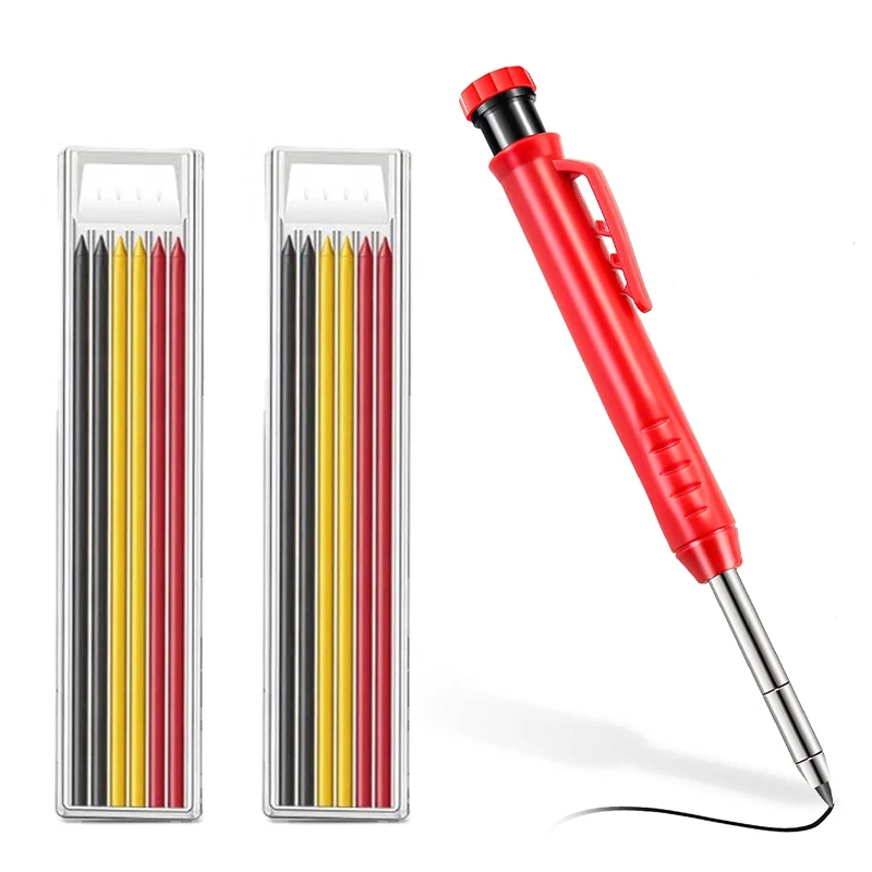 

Solid Carpenter Pencil Set Woodworking Mechanical Pencil 3 Colors Refill Construction Marking Tool for Carpenter Scriber Arch