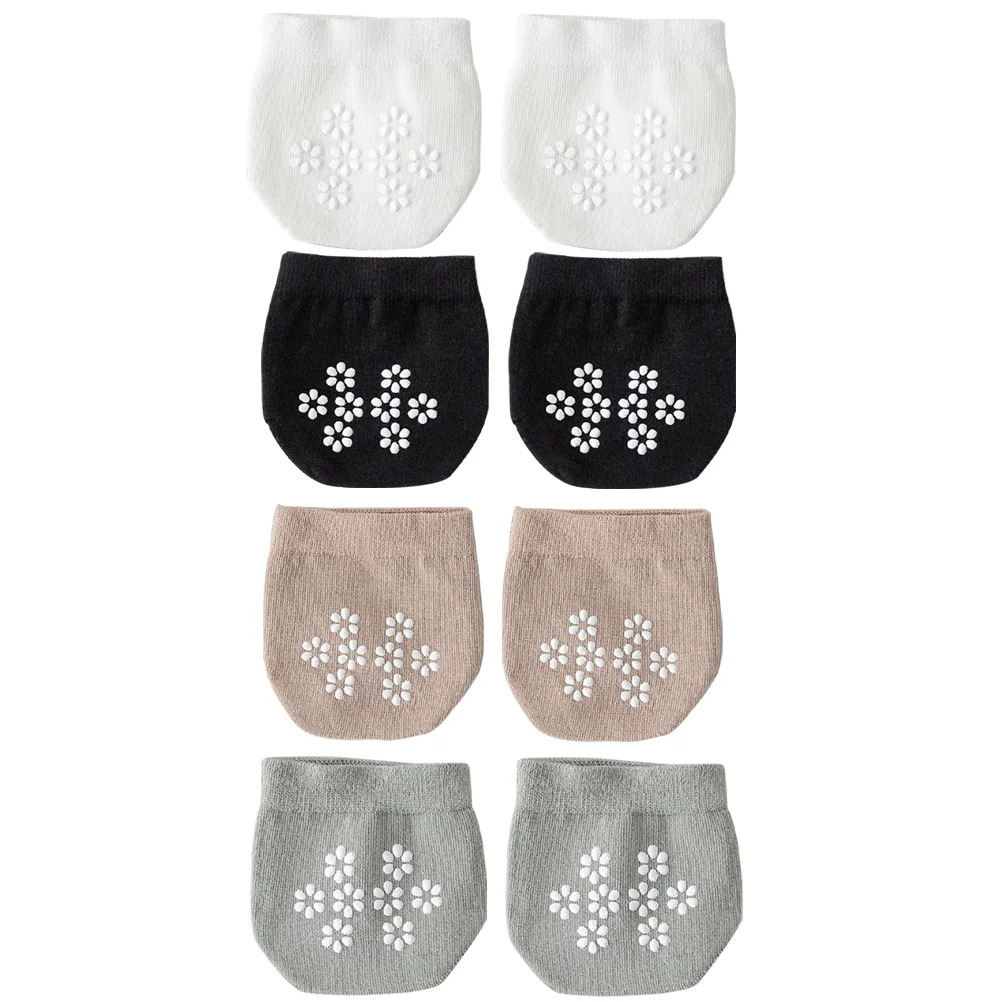 

4 Pairs Sandals Breathable Women's Cotton Socks Anti-skid Palm Liner High Heel Women Invisible Half Cotton Toe Cap Sweat