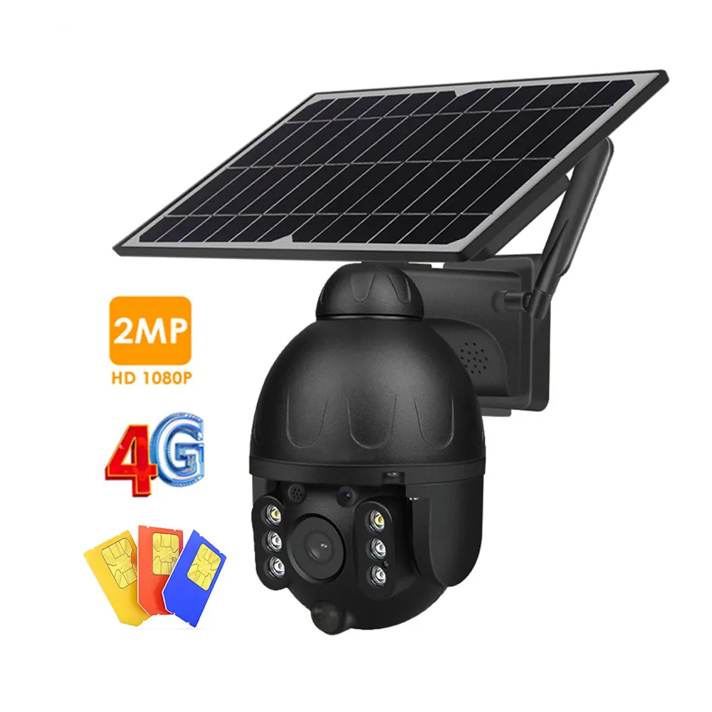 

Metal housing 2mp 1080P ptz outdoor lte sim card security surveillance solar battery powered cctv 4g solar camera