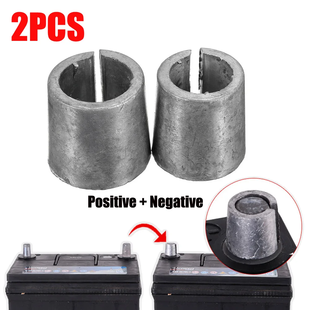 

2pcs Car Battery Terminal Converters Post Adaptors Sleeves Positive Negative For Positive And Negative Side Post Battery Connect