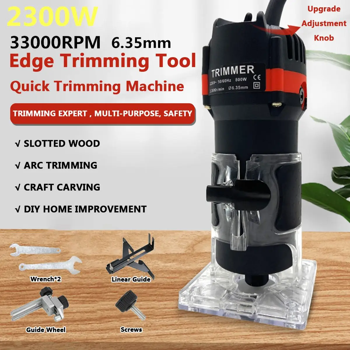 

2300W 33000rpm Wood Electric Hand Trimmer Woodworking Engraving Slotting Trimming Hand Carving Machine Wood Router Joiners Set
