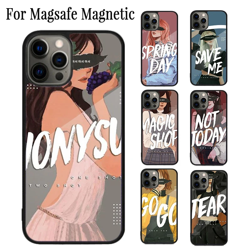 Магнитный чехол Pepakomi с рисунком для телефона iPhone 16 15 14 Plus 13 12 Mini 11 Pro Max Magsafe