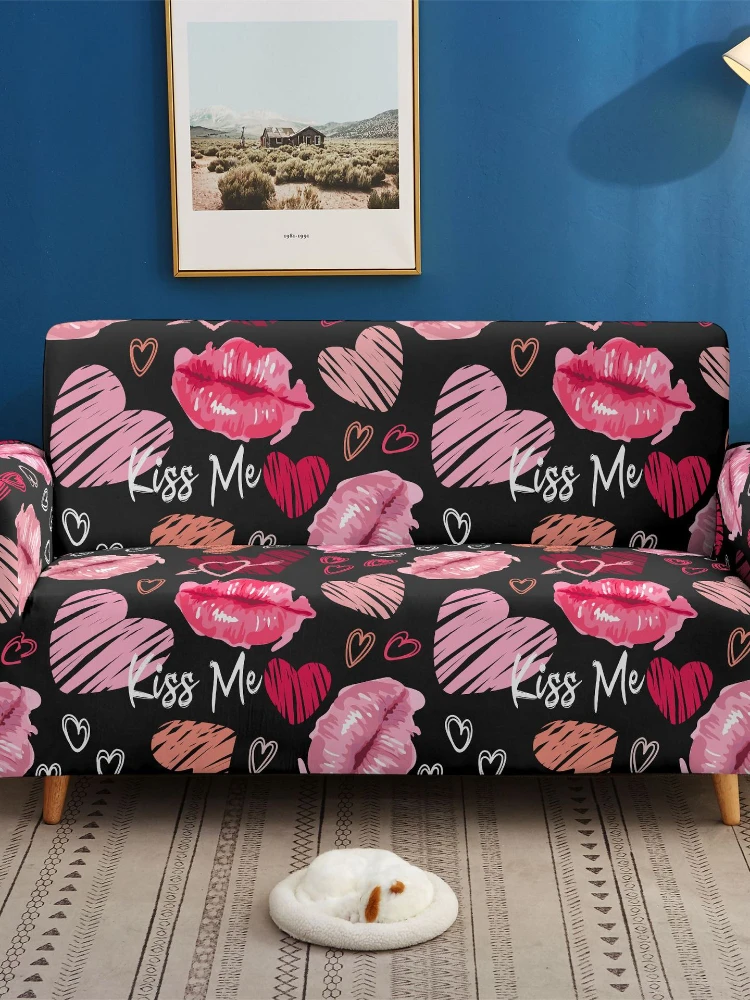 

Универсальный Эластичный чехол Lipprint, комбинированный чехол для дивана на несколько человек, дизайн атмосферы на День святого Валентина