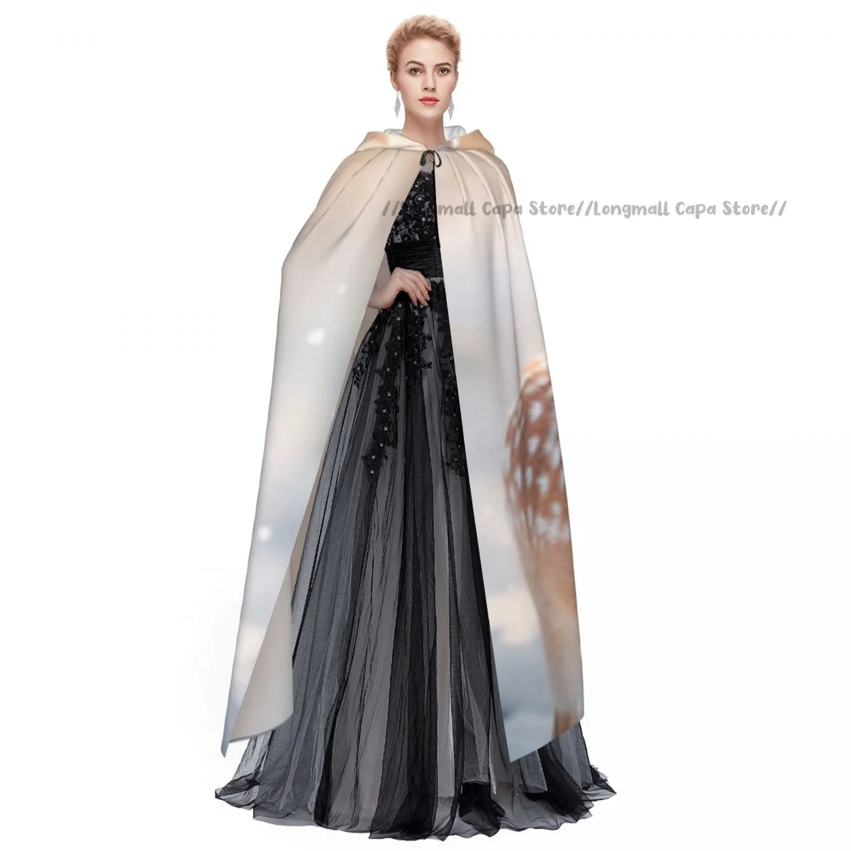 Олень в лесу со снегом плащ с капюшоном пальто Хэллоуин Косплей Костюм вампира