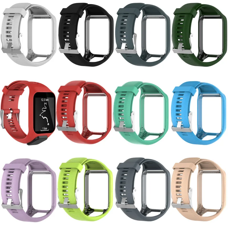 

Solid Color Silicone Strap For Tomtom Spark Runner 2 / 3 Rubber Replacement Wristband For TomTom Golfer 2 Advantunrer Accessory