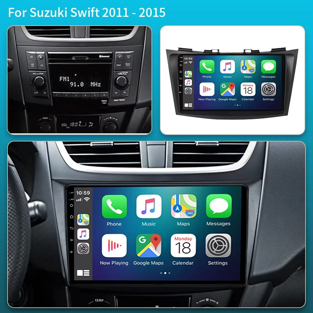Фото Автомобильный радиоприемник Android 15 для Suzuki Swift 4 2011 2012 2013 2014-2017, мультимедийный видеоплеер, Carplay, авто аудио, стерео GPS №1
