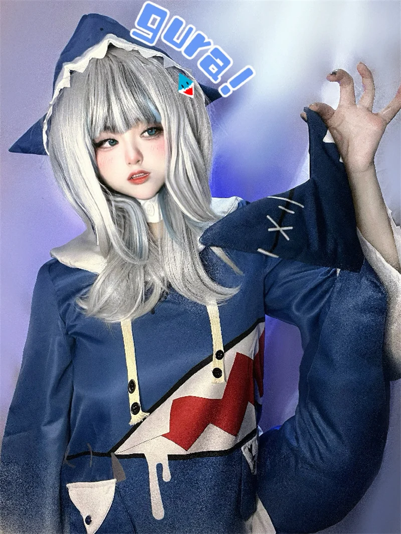 Vivi-Cos аниме Vtuber Hololive Gawr Gura милый Косплей Хэллоуин женский костюм для ролевых игр
