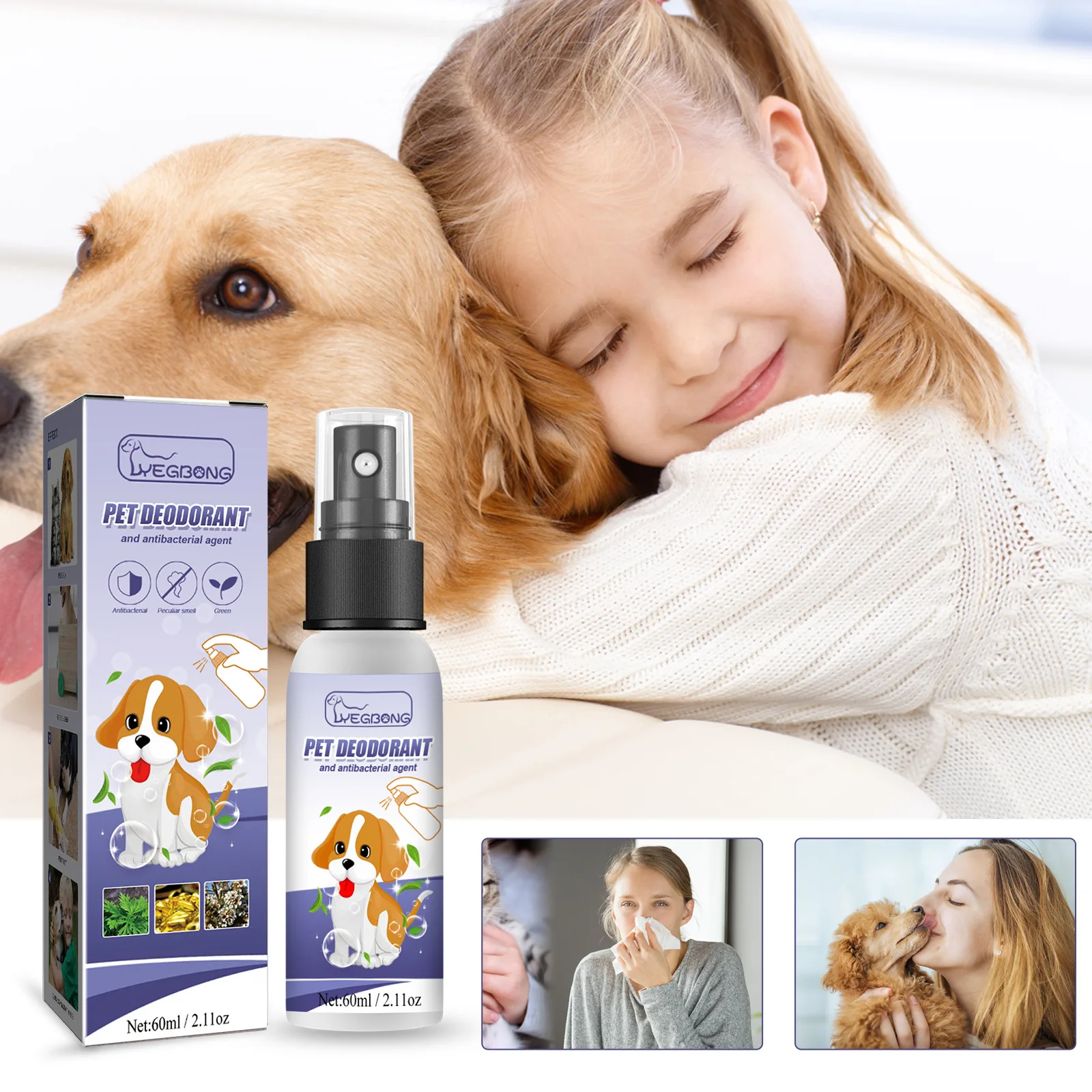 

60ml Dog Cat Deodorant Natural Plant Formula Pet Liquid Perfume Spray To Make Your Puppy Smell Great Long-Lasting Clean Perfume
