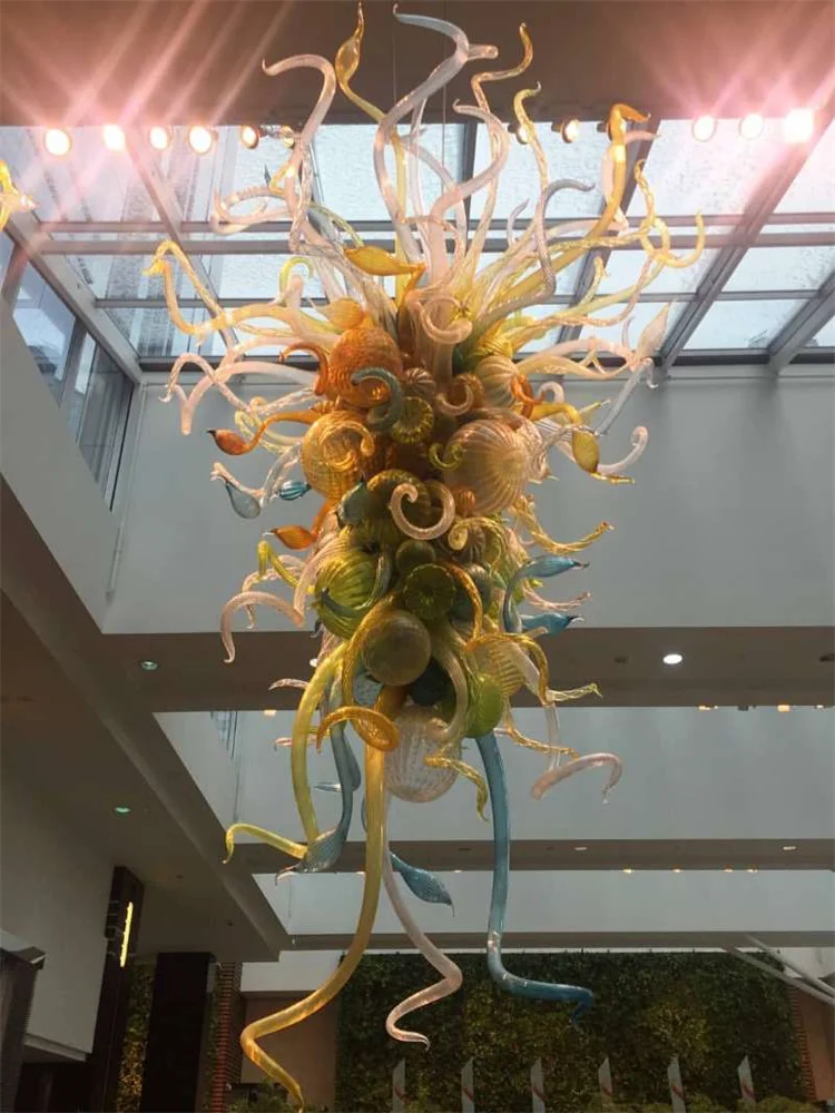 

Hotel Lobby Modern Ceiling Light Luxury Large Hand Blown Glass Art Chandelier