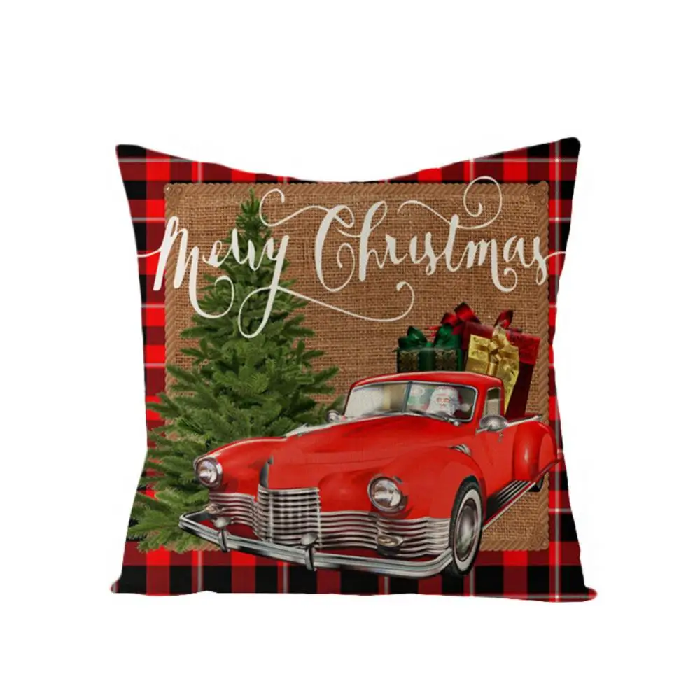 

Christmas Linen Cushion Cover Pillowcase Nordic Checked Cushion Cover Sofa Cushion Cover Soft Breathable Homeware Home Textiles