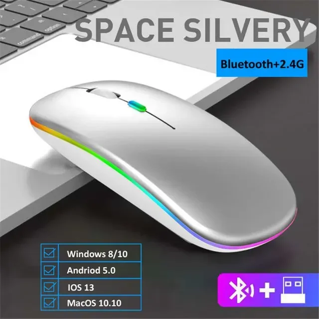 

HMTX Wireless Mouse Computer Bluetooth Mouse Ergonomic Usb Mouse Silent Mause With Backlight RGB Mice For Laptop PC ipad