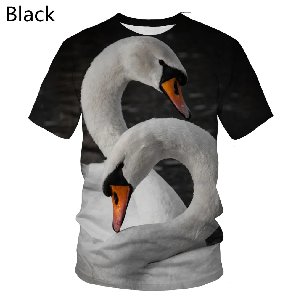 

2022 Men's and Women's New Personality Top Men's Fashion 3D Print Funny Swan Animal Casual T-shirt Men's Wear