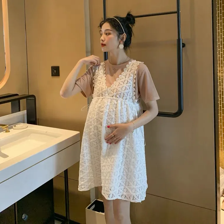 

Spring 2022 Maternity short sleeve shirt large size maternity dress2022
