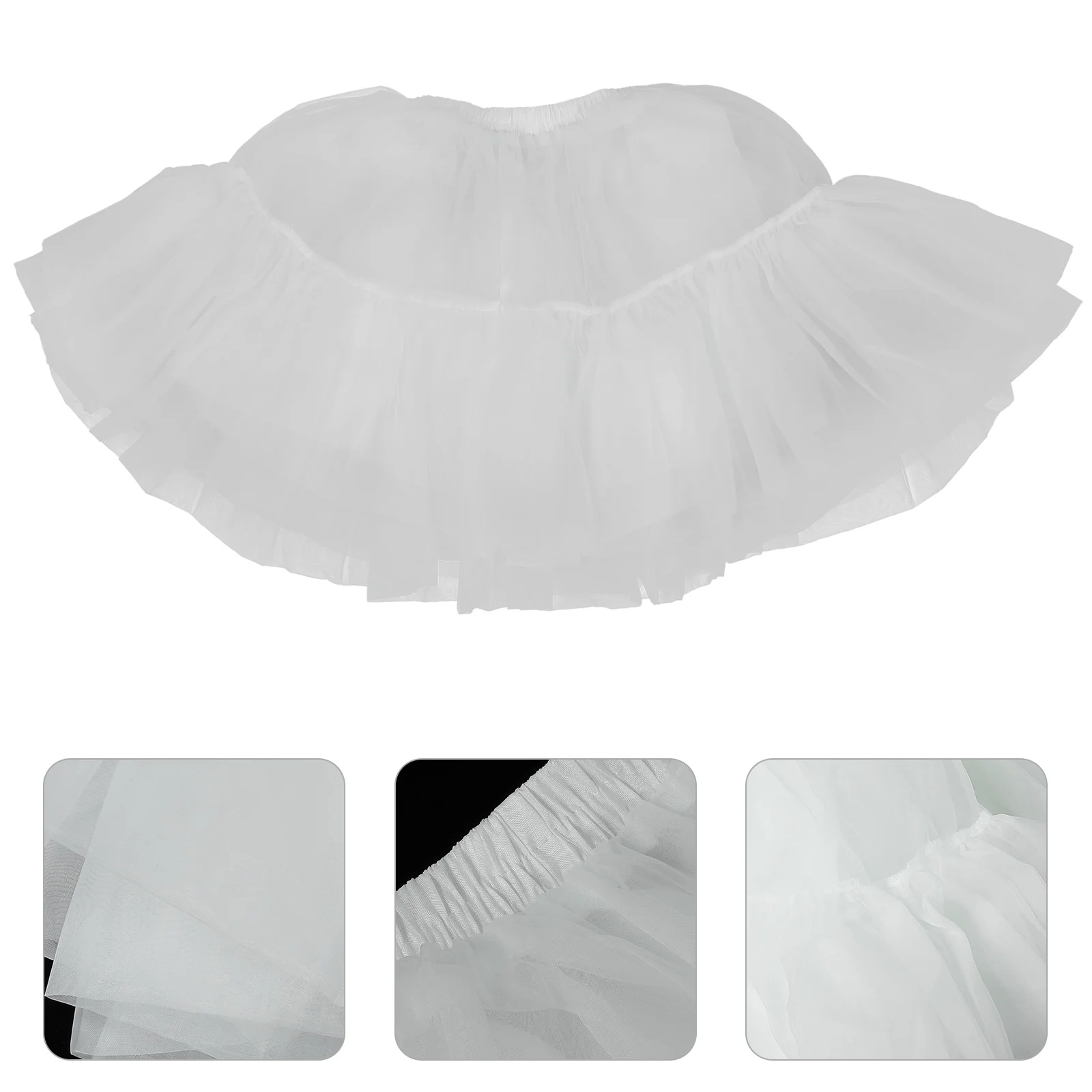 

White Girl Dress Boneless Soft Mesh Crinoline Lolita Petticoat Tutu Skirt Short Women's