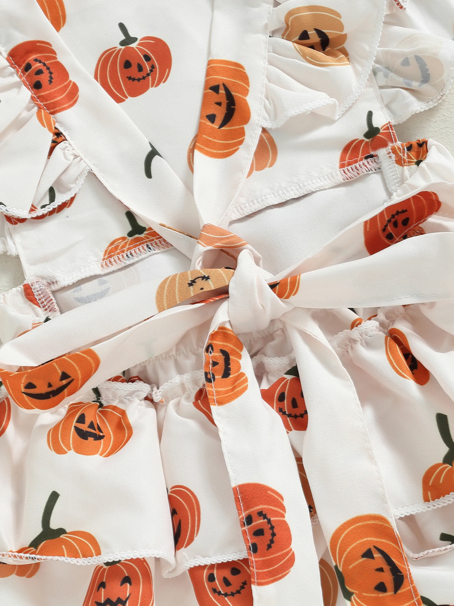 

Halloween Costume for Baby Girls Pumpkin Romper with Flutter Sleeves and Matching Hairband - Adorable Newborn Infant Girl