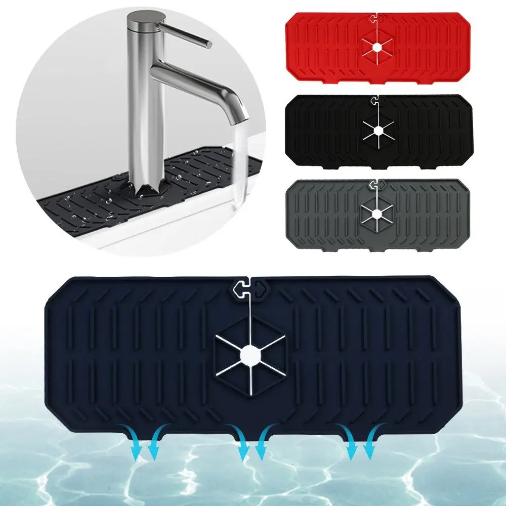 

Splash Guard Bathroom Drip Protect Kitchen Sink Accessories Splash Guard Mat Drain Pad Silicone Faucet Mat Drying Pads