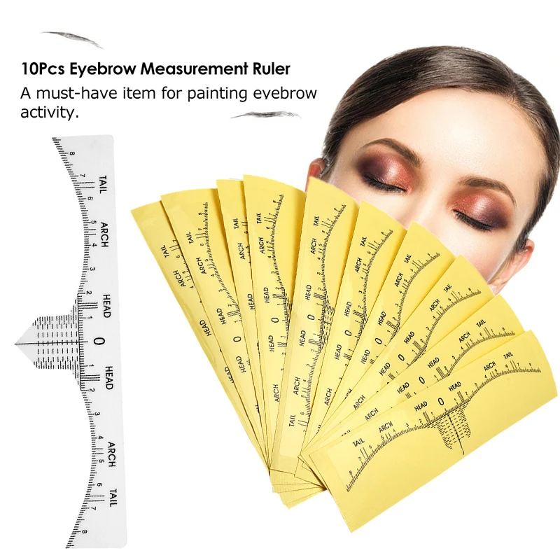 

10pcs Accurate Permanent Eyebrow Makeup Disposable Makeup Make Up Eyebrows Measure Ruler Tattoo Sticker Stencil Beauty Health