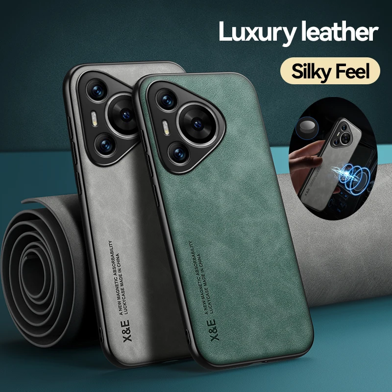 Роскошный кожаный чехол для Huawei P70 P60 Art P50 P40 Lite 5G P30 P20 Pro Plus с металлической